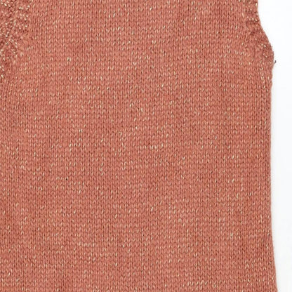 Preworn Womens Pink Polyacrylate Fibre Jumper Dress Size 14 Round Neck Pullover