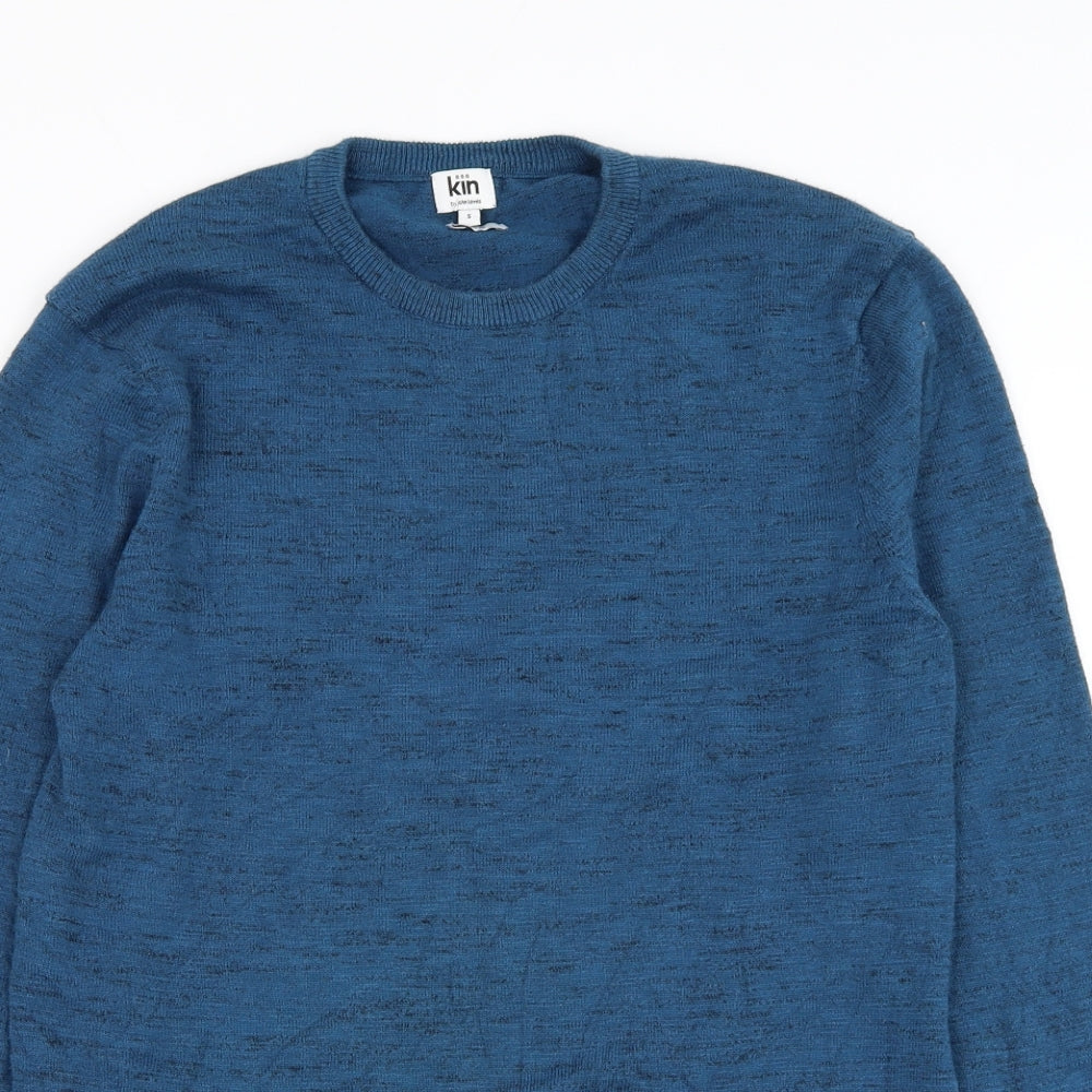 John Lewis Mens Blue Round Neck Polyester Pullover Jumper Size S