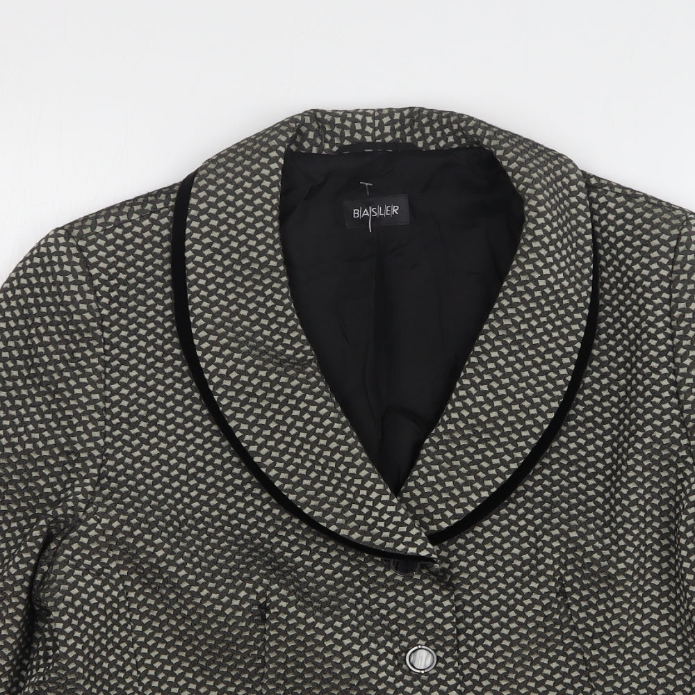 Basler Womens Beige Geometric Wool Jacket Sport Coat Size 18