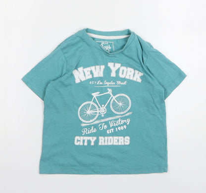 Matalan Boys Green Cotton Basic T-Shirt Size 4-5 Years Round Neck