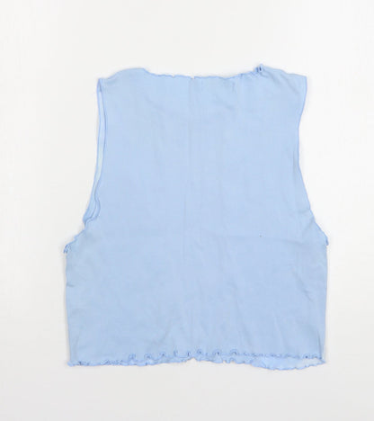 Womens UK Size L Pull&Bear Blue Cropped Tank