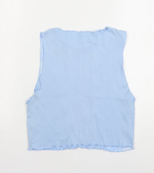 Womens UK Size L Pull&Bear Blue Cropped Tank
