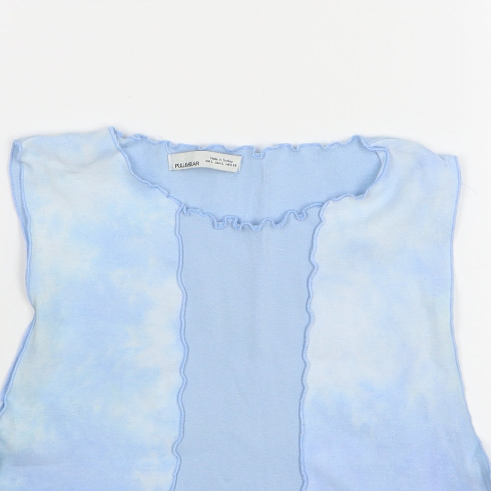 Womens UK Size L Pull&Bear Blue Cropped Tank