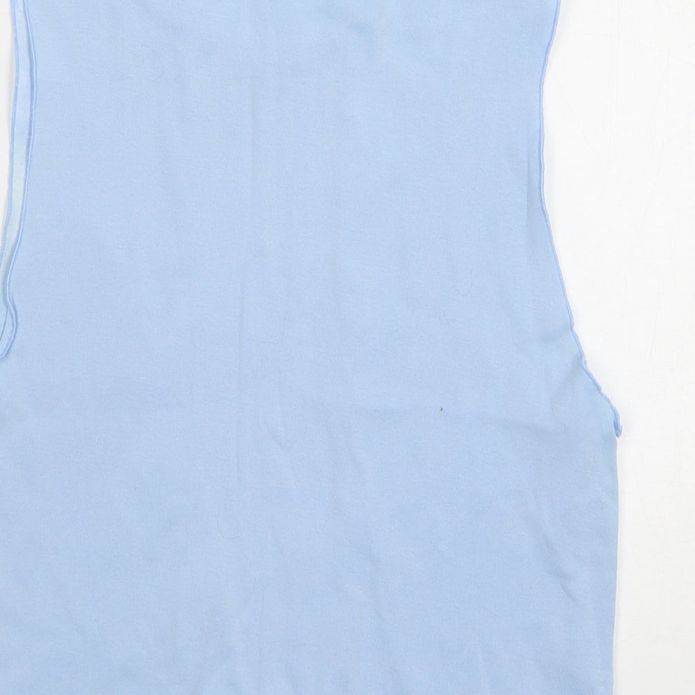 Womens UK Size L Pull&Bear Blue Cropped Tank