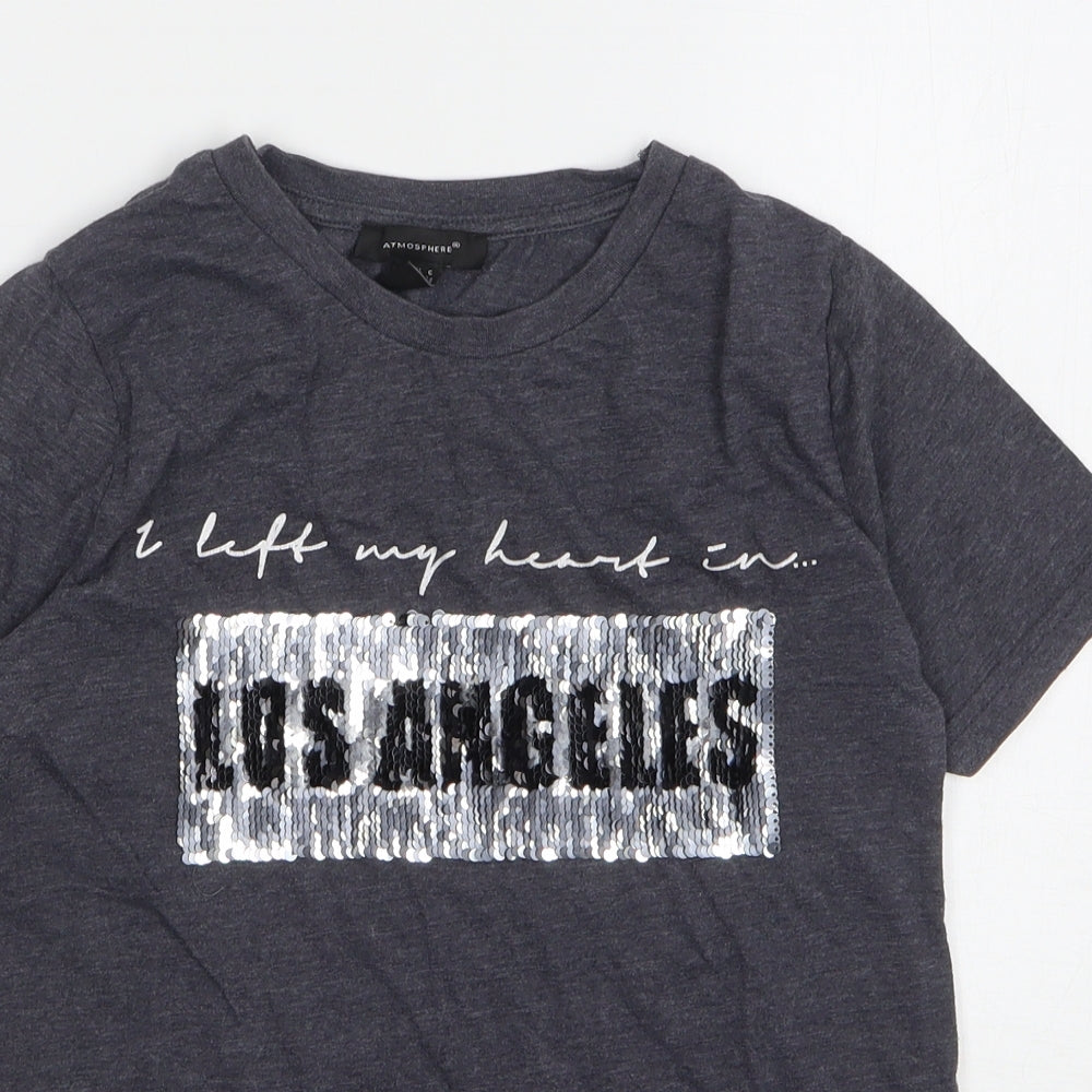Womens UK Size 6 Atmosphere Grey Basic T-Shirt