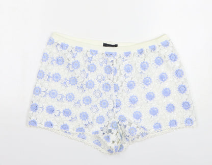 Atmosphere Womens White Floral Polyester Mom Shorts Size M L4 in Regular