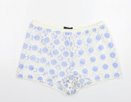 Atmosphere Womens White Floral Polyester Mom Shorts Size M L4 in Regular