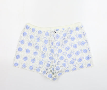 Atmosphere Womens White Floral Polyester Mom Shorts Size M L4 in Regular