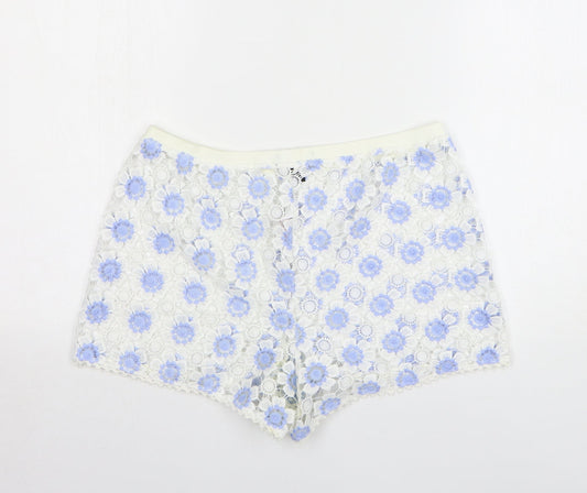 Atmosphere Womens White Floral Polyester Mom Shorts Size M L4 in Regular