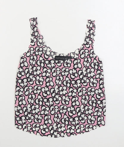 Topshop Womens Pink Geometric Polyester Camisole Tank Size 4 Scoop Neck