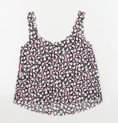 Topshop Womens Pink Geometric Polyester Camisole Tank Size 4 Scoop Neck