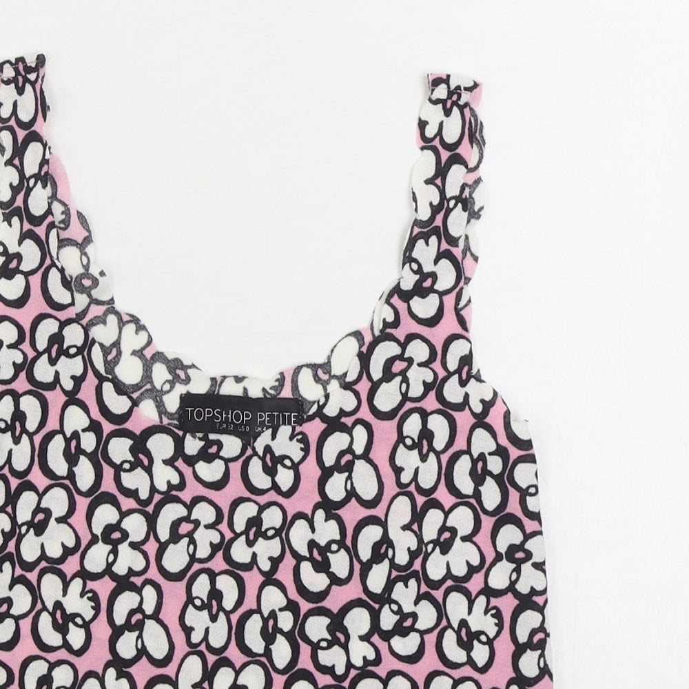 Topshop Womens Pink Geometric Polyester Camisole Tank Size 4 Scoop Neck