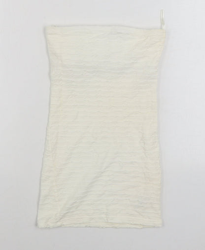 Topshop Womens White Cotton Bodycon Size 8 Off the Shoulder Pullover