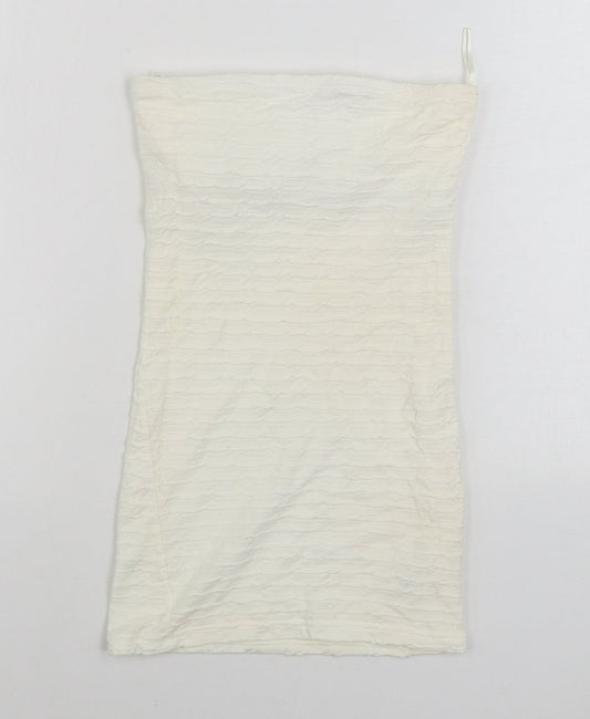 Topshop Womens White Cotton Bodycon Size 8 Off the Shoulder Pullover