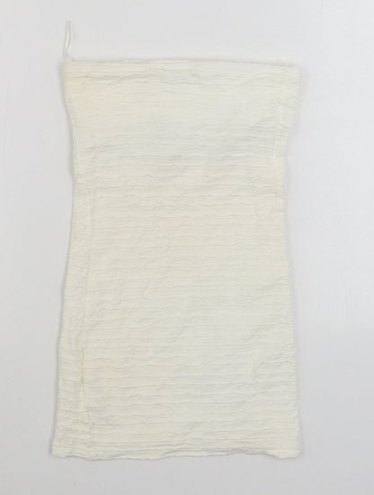 Topshop Womens White Cotton Bodycon Size 8 Off the Shoulder Pullover