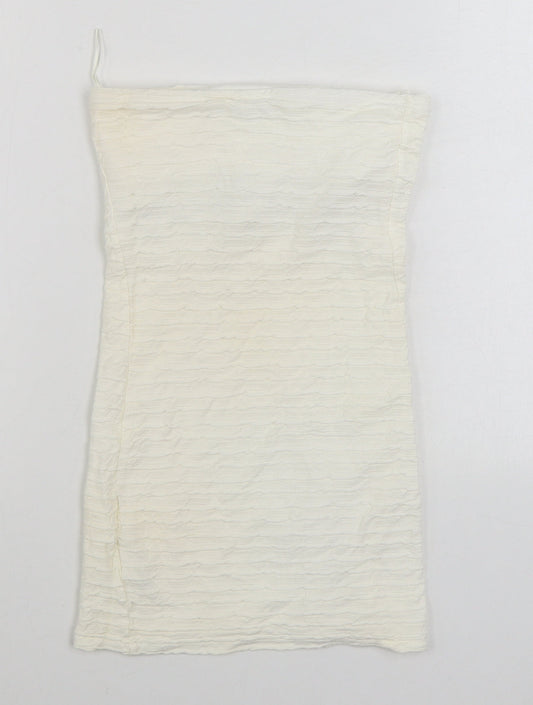 Topshop Womens White Cotton Bodycon Size 8 Off the Shoulder Pullover