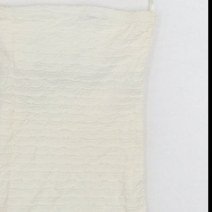 Topshop Womens White Cotton Bodycon Size 8 Off the Shoulder Pullover