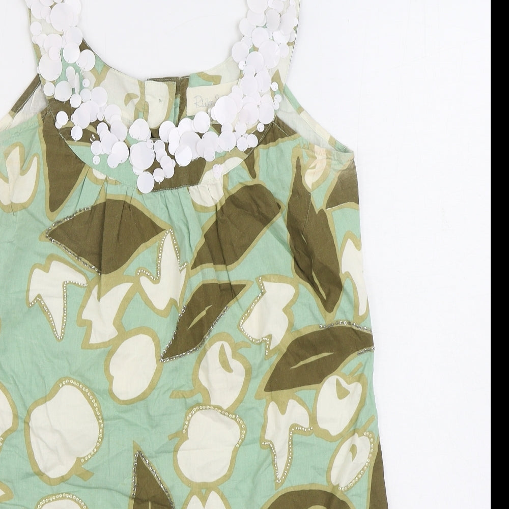 Womens UK Size 10 River Island Green Basic Tank