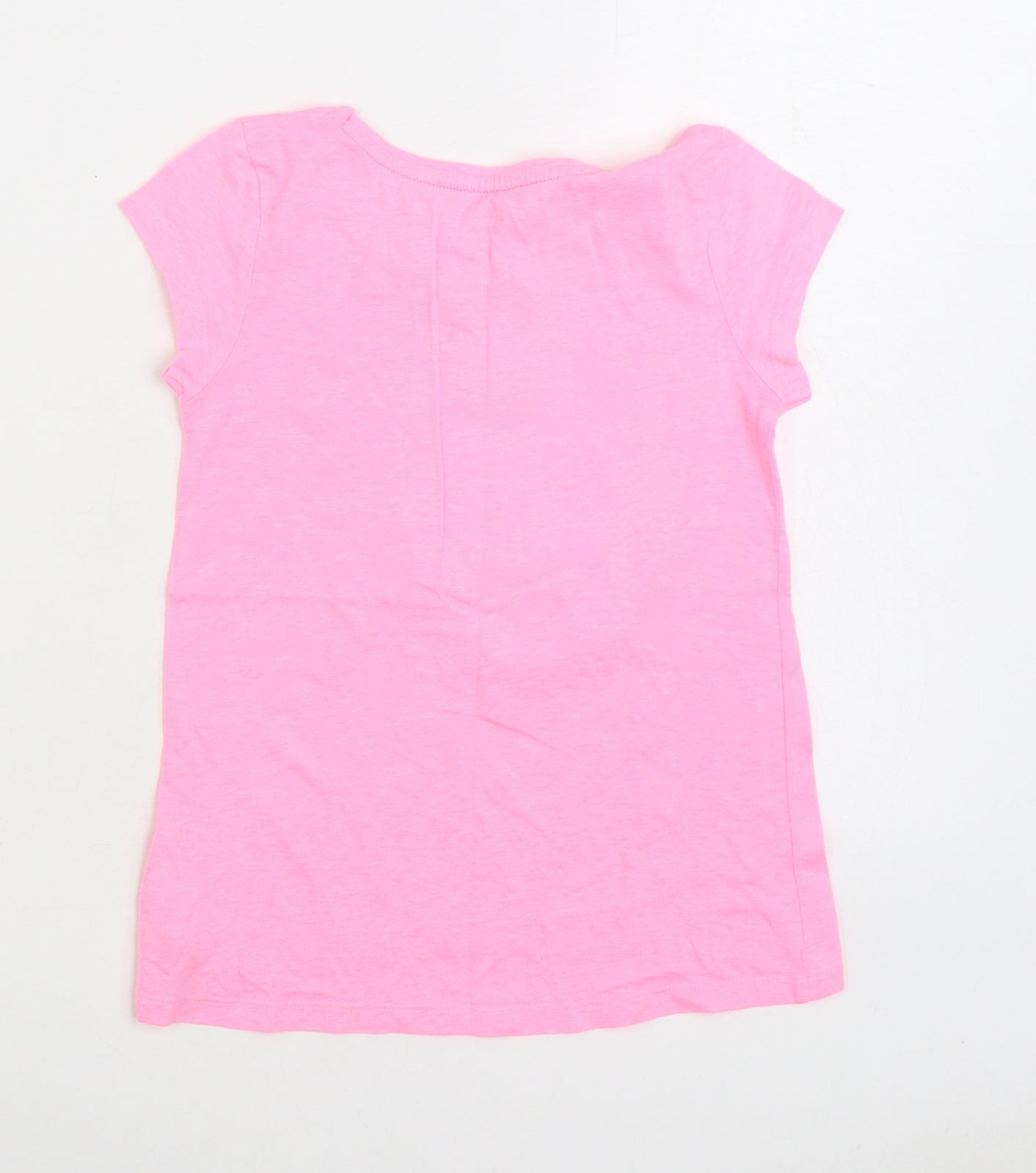 Emma Garden Girls Pink Cotton Basic T-Shirt Size 7 Years Round Neck Pullover - Dog