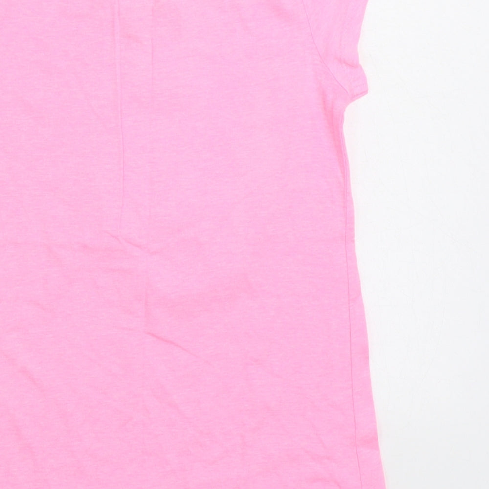 Emma Garden Girls Pink Cotton Basic T-Shirt Size 7 Years Round Neck Pullover - Dog