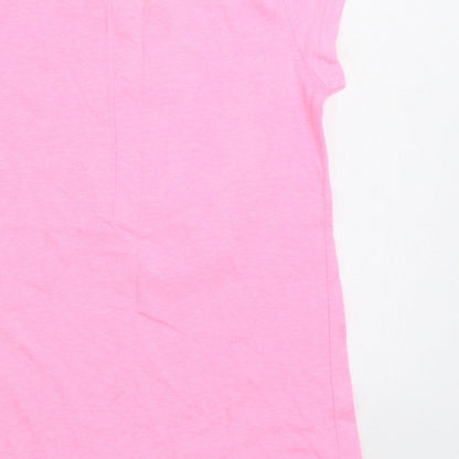 Emma Garden Girls Pink Cotton Basic T-Shirt Size 7 Years Round Neck Pullover - Dog