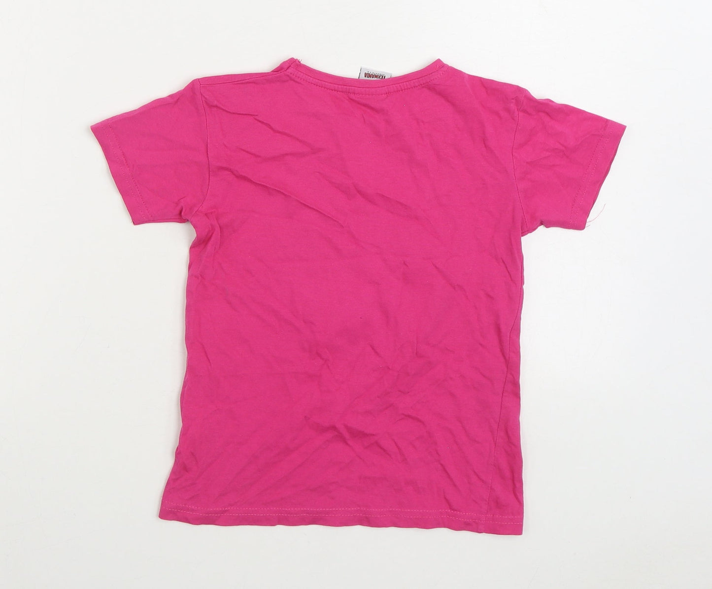 Texmania Girls Pink 100% Cotton Basic T-Shirt Size 6 Years Round Neck Pullover - Cat