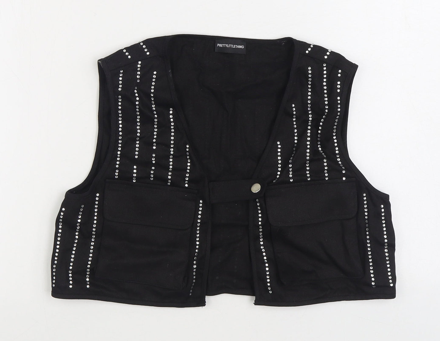 Womens UK Size S PRETTYLITTLETHING Black Gilet