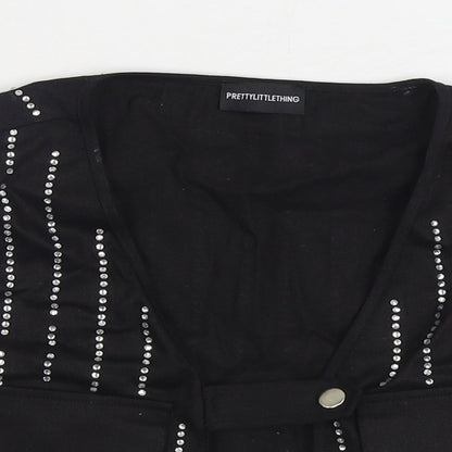 Womens UK Size S PRETTYLITTLETHING Black Gilet