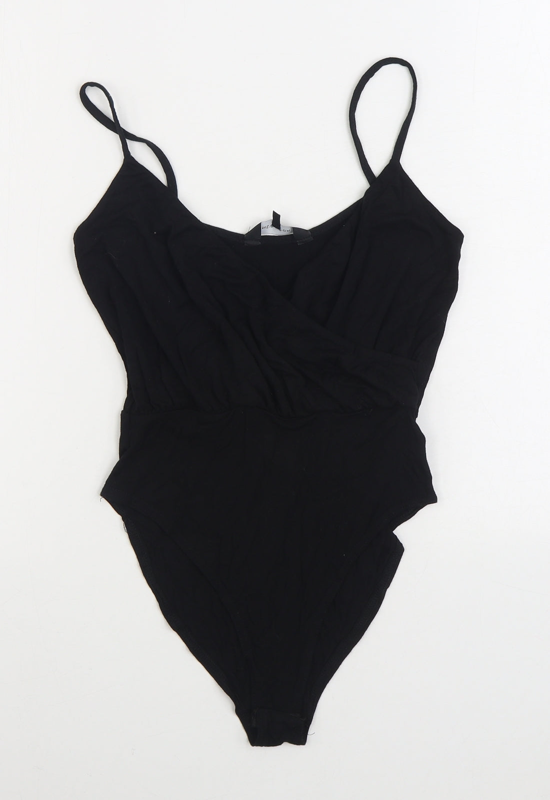 New Look Womens Black Polyester Bodysuit One-Piece Size 10 Button