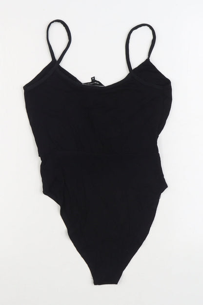 New Look Womens Black Polyester Bodysuit One-Piece Size 10 Button