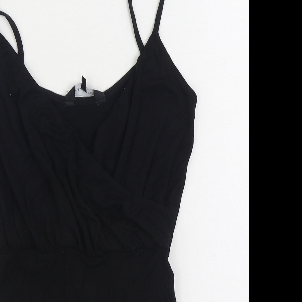 New Look Womens Black Polyester Bodysuit One-Piece Size 10 Button