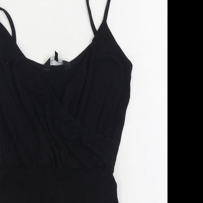 New Look Womens Black Polyester Bodysuit One-Piece Size 10 Button