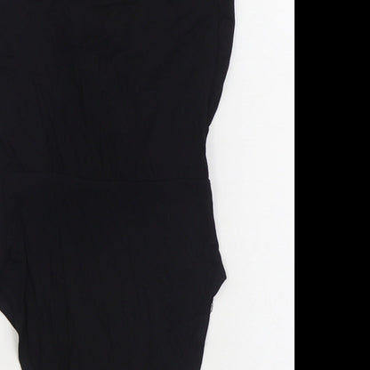 New Look Womens Black Polyester Bodysuit One-Piece Size 10 Button