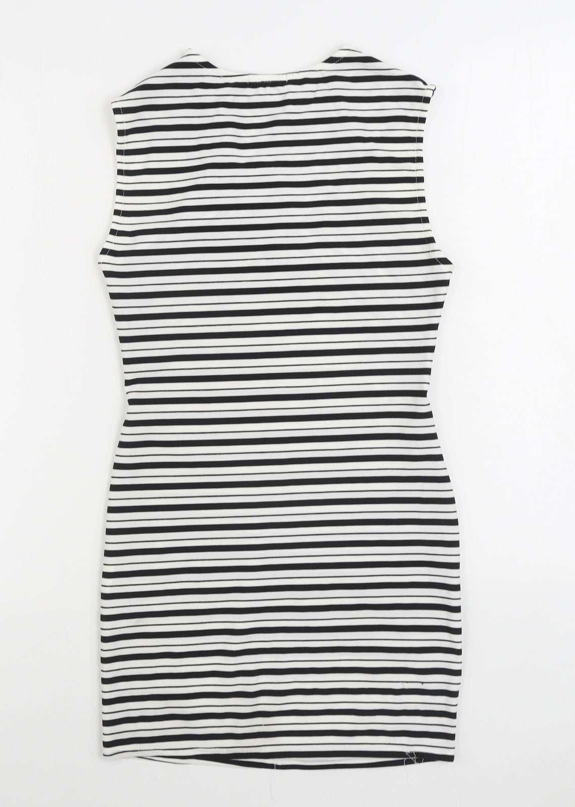 Boohoo Womens Black Striped Polyester Pencil Dress Size 8 V-Neck Pullover