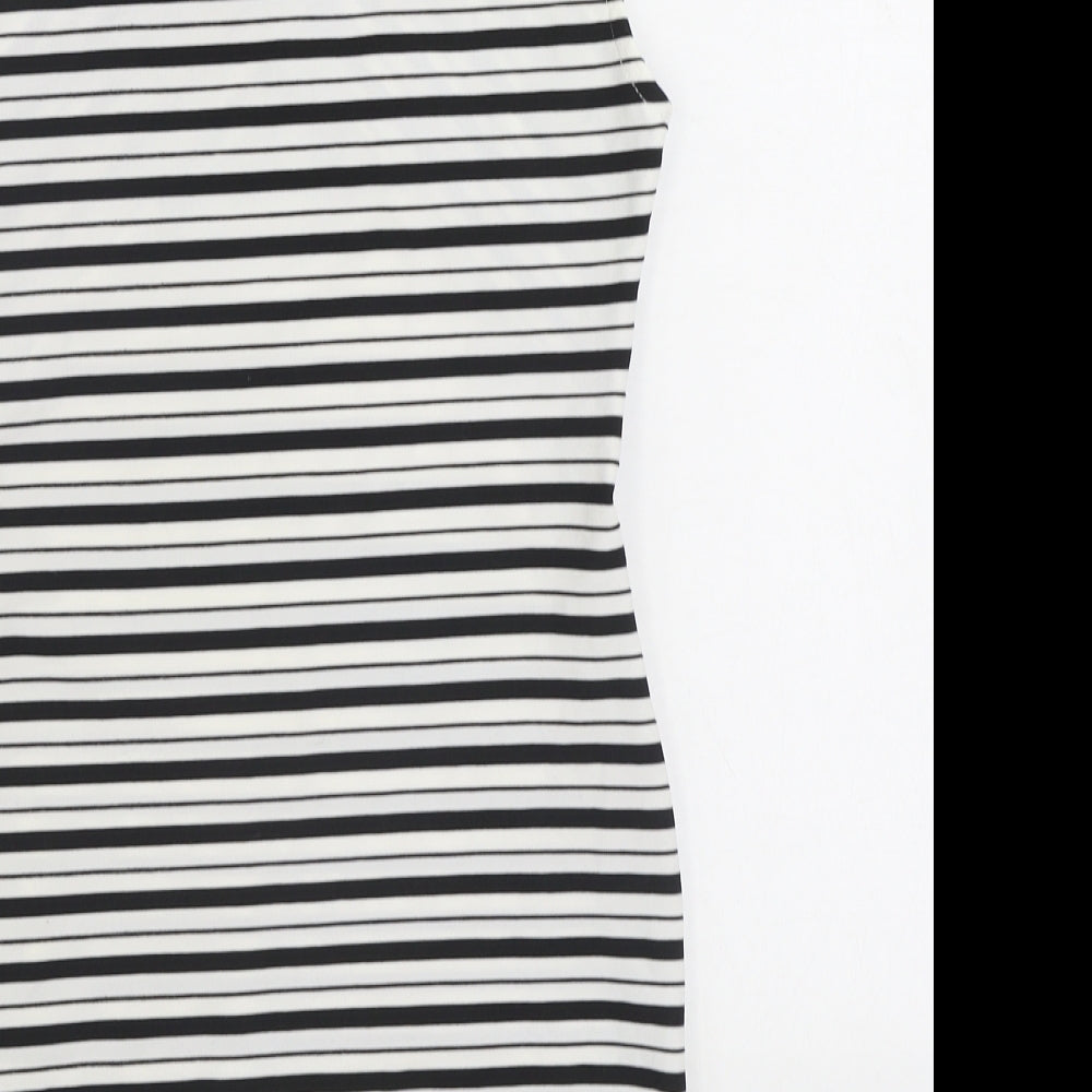Boohoo Womens Black Striped Polyester Pencil Dress Size 8 V-Neck Pullover