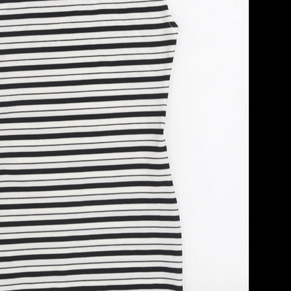Boohoo Womens Black Striped Polyester Pencil Dress Size 8 V-Neck Pullover
