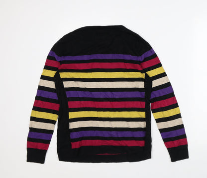 M&Co Womens Multicoloured Round Neck Striped Viscose Pullover Jumper Size 14