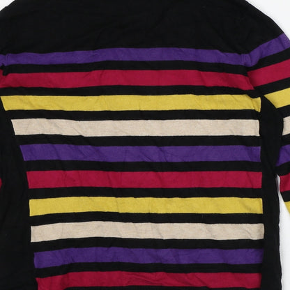 M&Co Womens Multicoloured Round Neck Striped Viscose Pullover Jumper Size 14