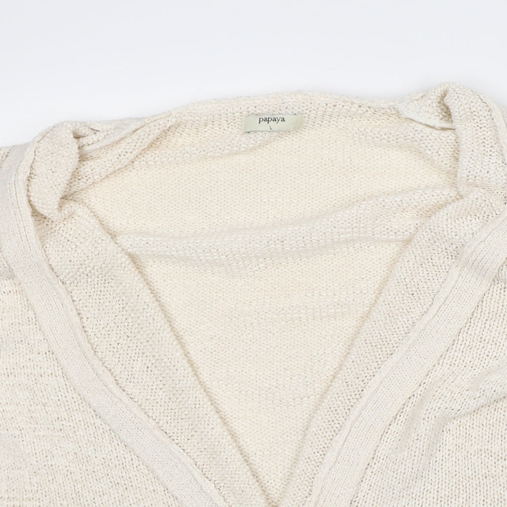Womens UK Size L Papaya Beige Cardigan Jumper