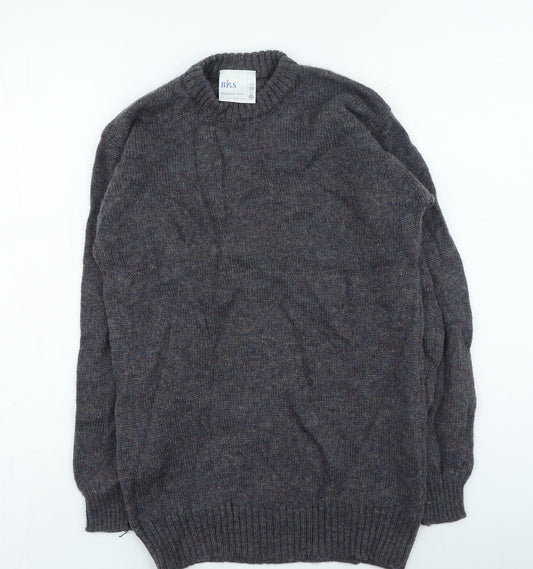 BHS Mens Grey Round Neck Acrylic Pullover Jumper Size S