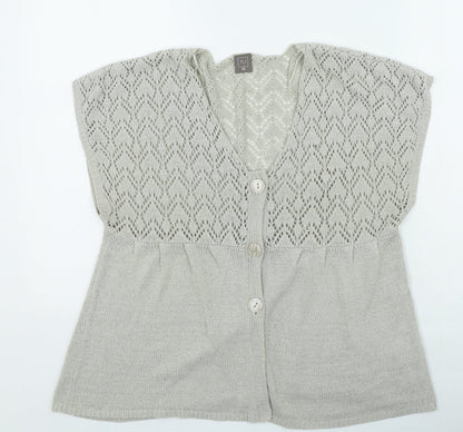 TU Womens Brown V-Neck Acrylic Cardigan Jumper Size 14