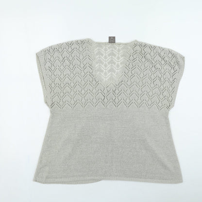 TU Womens Brown V-Neck Acrylic Cardigan Jumper Size 14