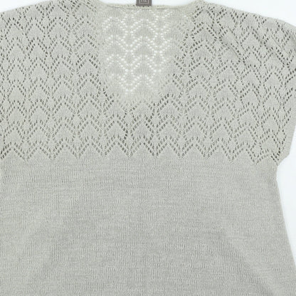 TU Womens Brown V-Neck Acrylic Cardigan Jumper Size 14