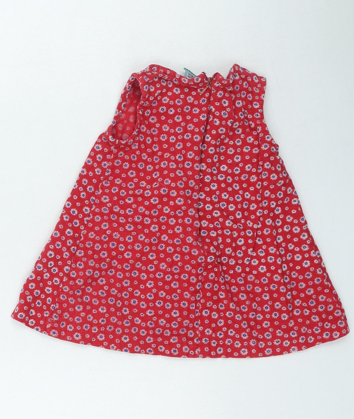 Top-Top Girls Red Floral Cotton Fit & Flare Size 12-18 Months Round Neck