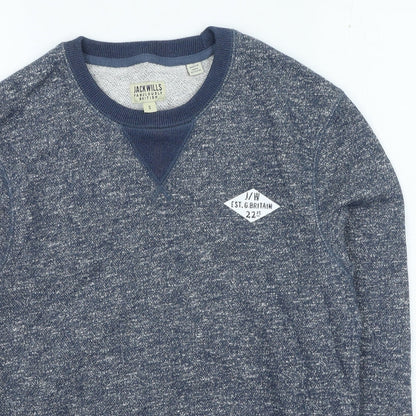 Jack Wills Mens Blue Round Neck Cotton Pullover Jumper Size S
