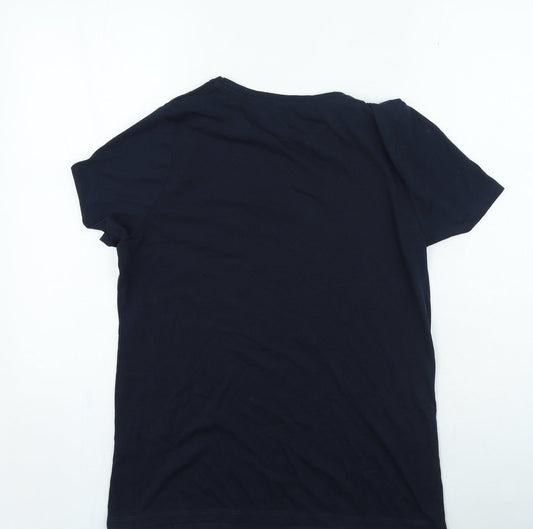 Papaya Womens Blue Polyester Basic T-Shirt Size 12 Round Neck