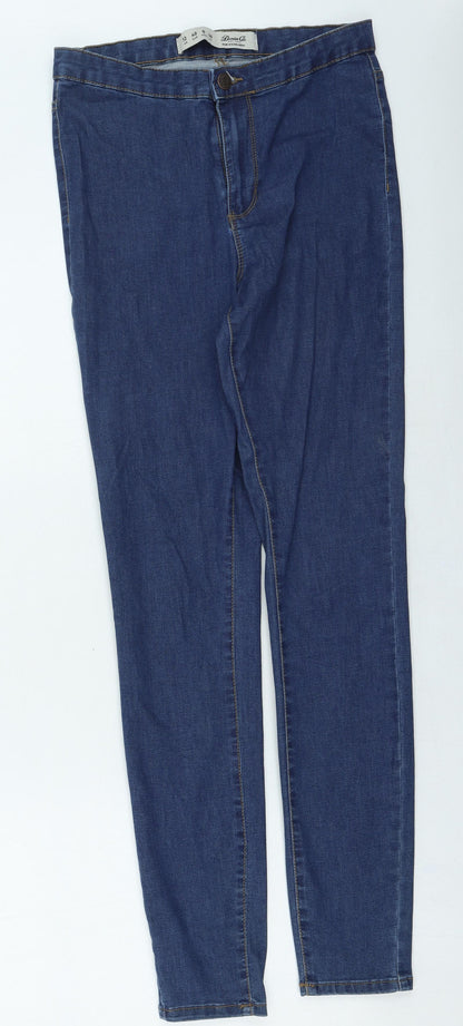 Denim & Co. Womens Blue Cotton Skinny Jeans Size 12 L28 in Regular Button