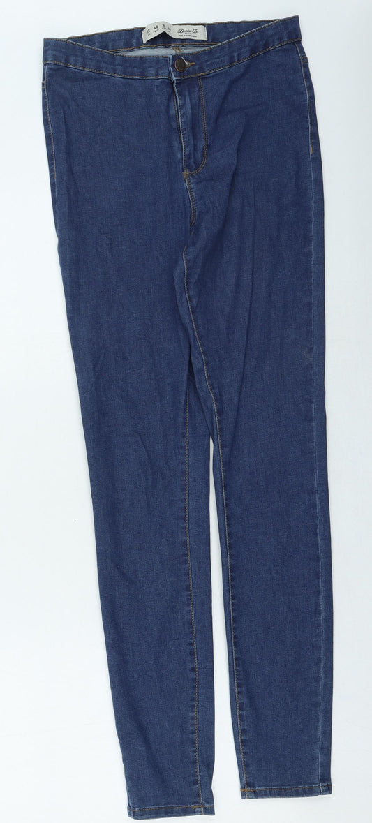 Denim & Co. Womens Blue Cotton Skinny Jeans Size 12 L28 in Regular Button