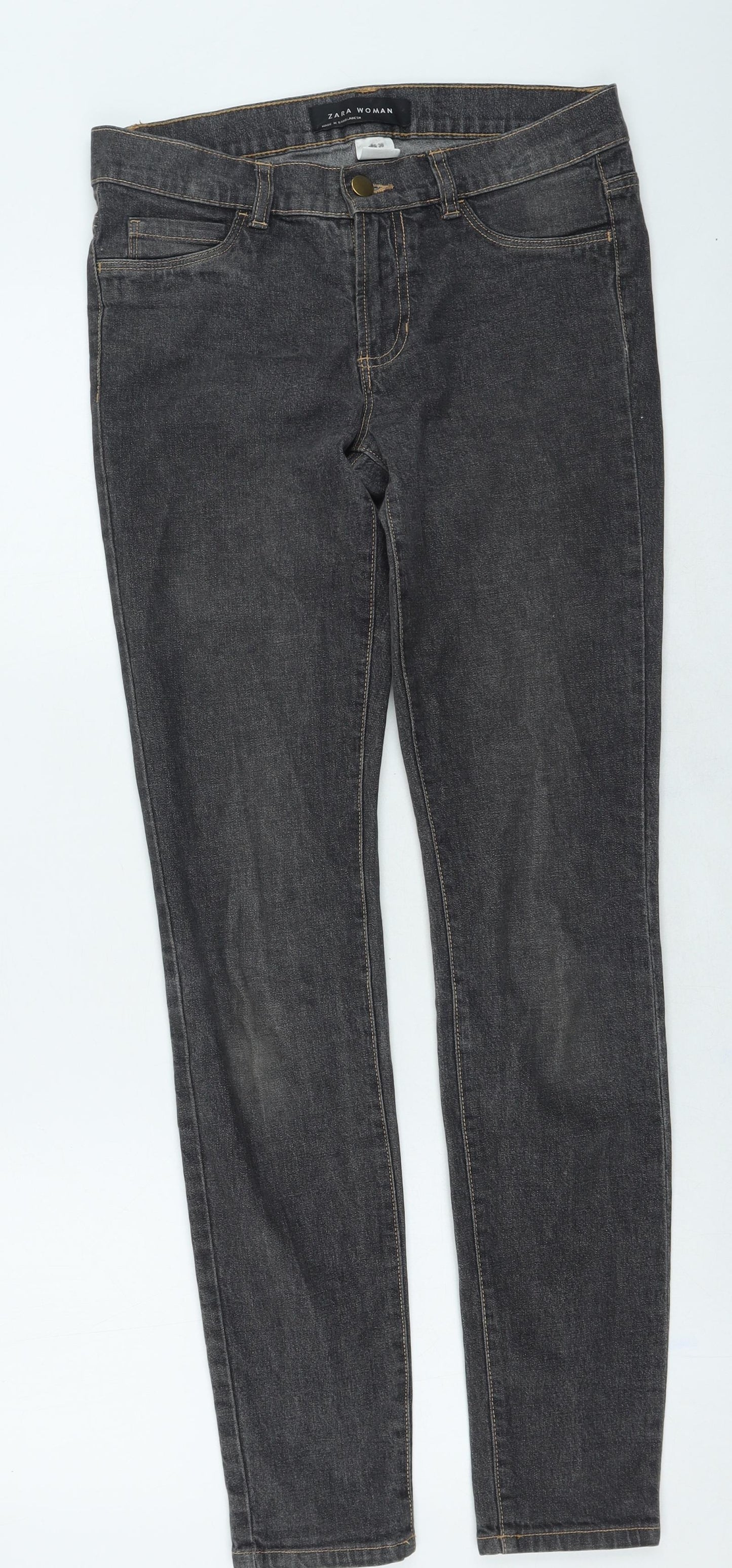 Zara Womens Grey Cotton Skinny Jeans Size 8 L30 in Regular