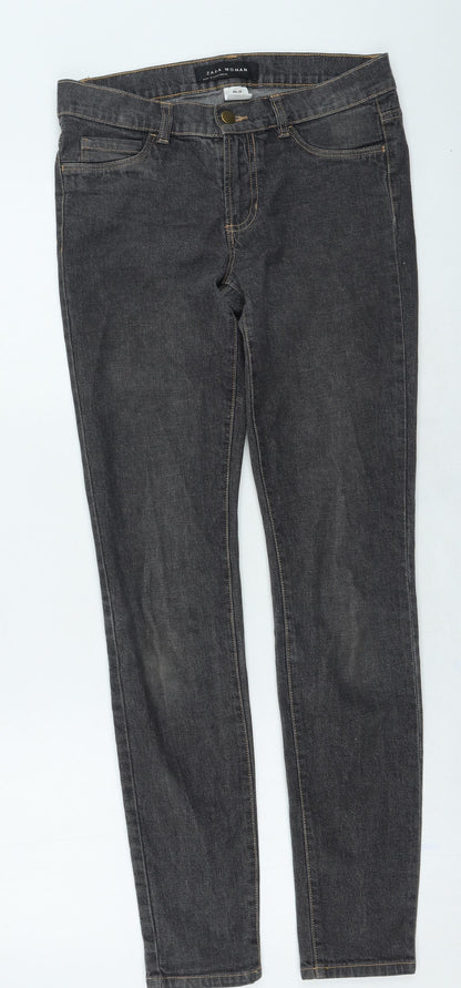 Zara Womens Grey Cotton Skinny Jeans Size 8 L30 in Regular